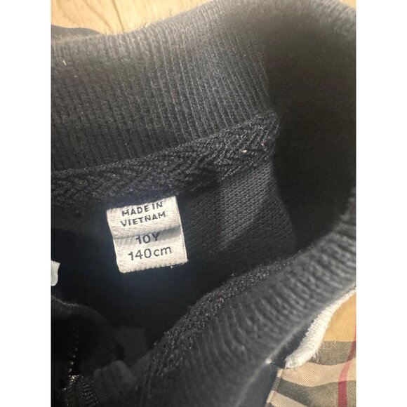 Burberry Kids Polo Shirt Size 10Y Black & Classic Check Panel with Zip Closure - Picture 5 of 9